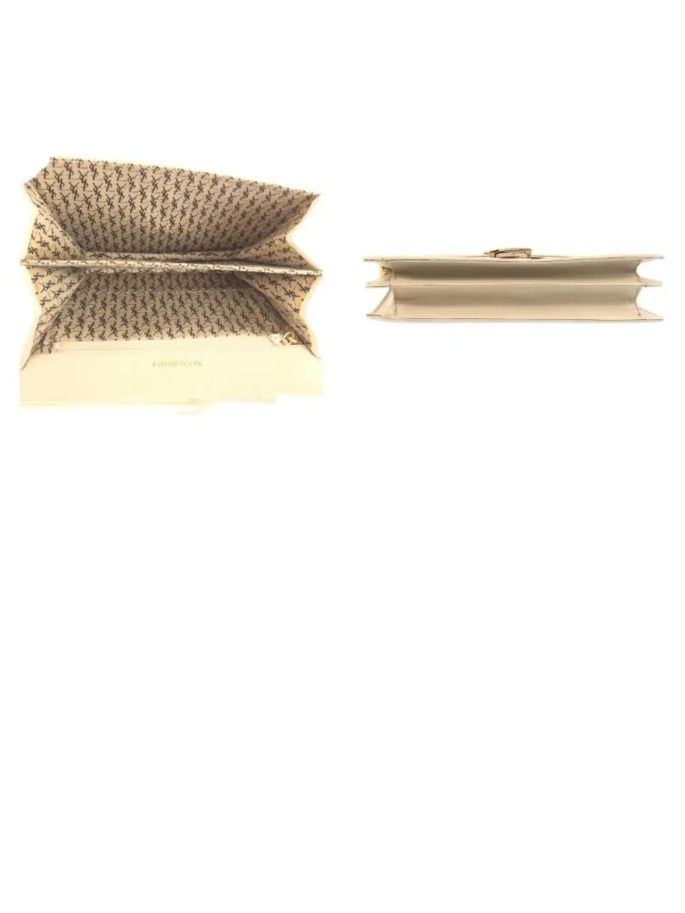 Saint Laurent YSL Quilted White Gold Leather Shoulder